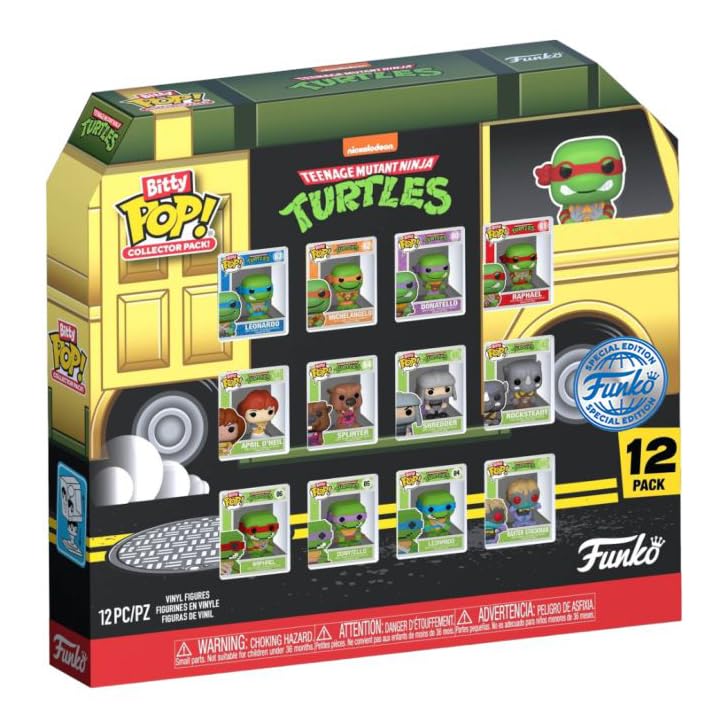 Funko Bitty Pop! Teenage Mutant Ninja Turtles (TMNT) - 12pc Multipack - 0.9 Inch (2.2 cm) - Teenage Mutant Ninja Turtles Retro/Classic Collectible Stackable Display Shelf Included