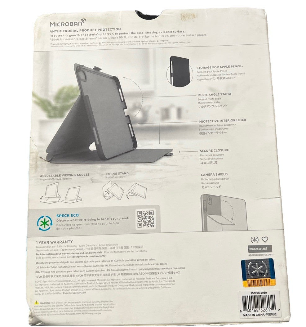 Speck Balance Folio Case for Apple iPad 10th Gen (10.9-inch) - Charcoal/Almond